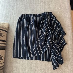Striped Skirt with Side Ruffle